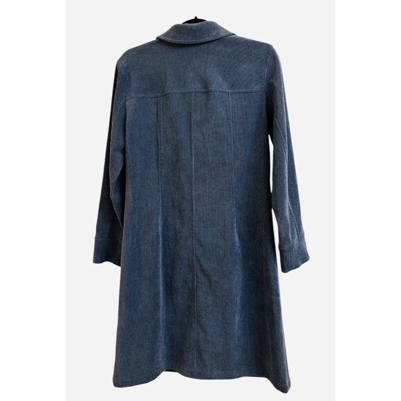 Talbots Blue Corduroy Shirt Dress Size 10 P Modest Cottagecore Button Grandma - Picture 4 of 5